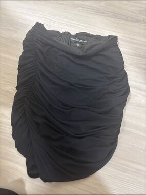 GUESS Black Ruched Mini Skirt - Side Gathered Detail
